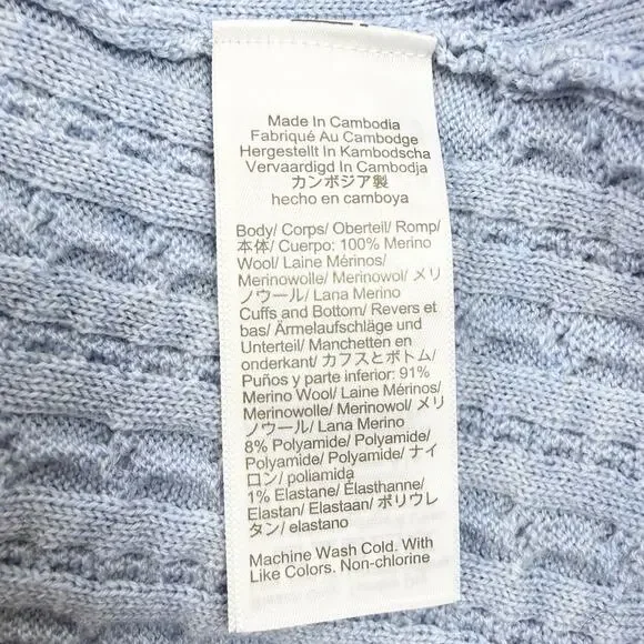 J Crew Cable Knit Crewneck Cardigan 100% Merino Wool Women's XS Blue - Picture 10 of 13